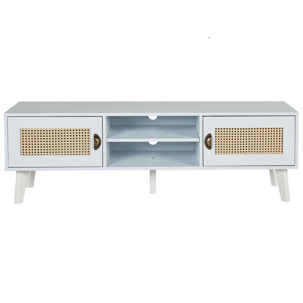 TV-MÖBEL Weiß, Beige PARTON 39/140/45 cm - Weiß, Holzwerkstoff (140/45/39cm) - Beliani