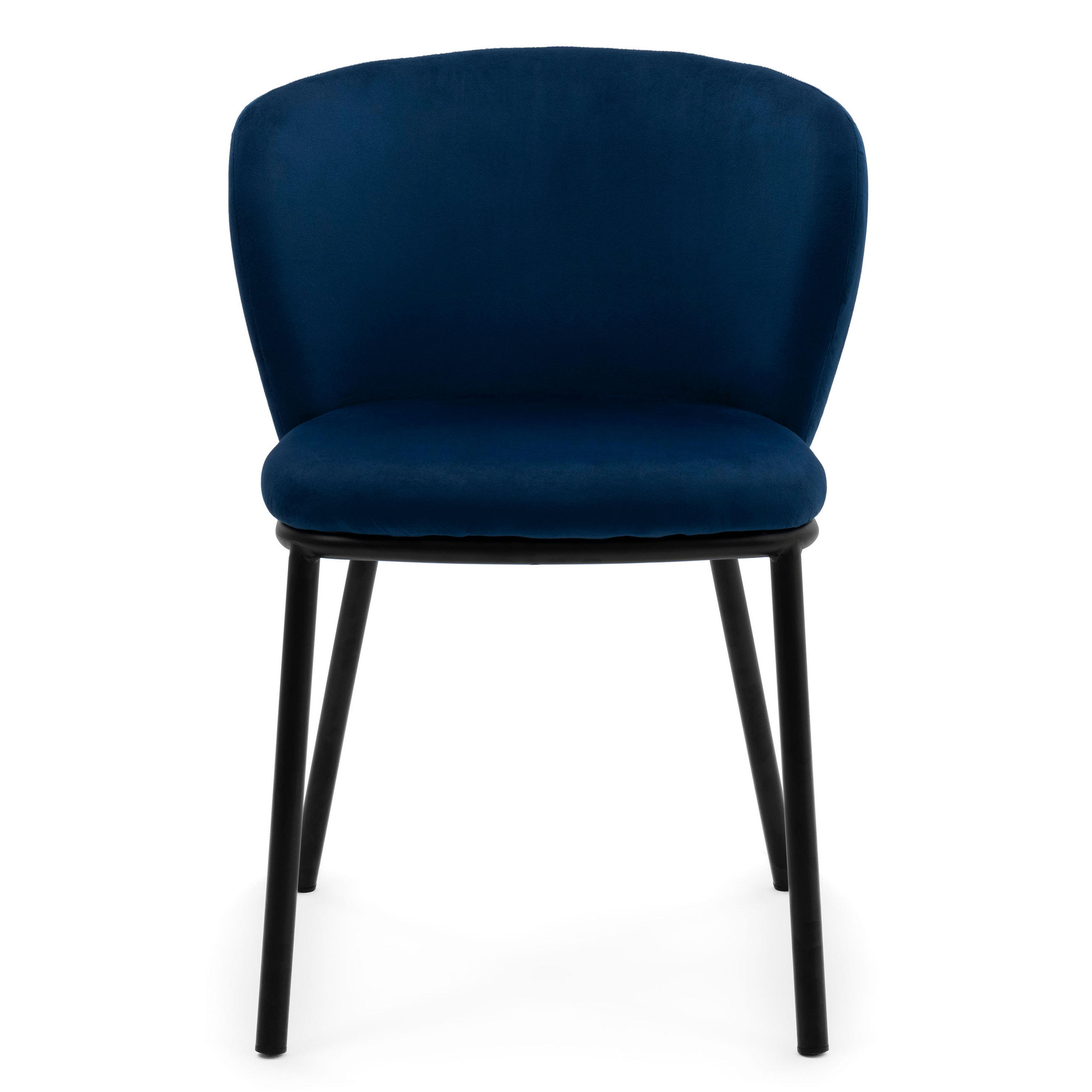 STUHL BARI gepolsterter mit Steppung - dunkelblau - Samt Velour - Schwarz/Dunkelblau, Textil/Metall (54/81/57cm) - NEW HOME