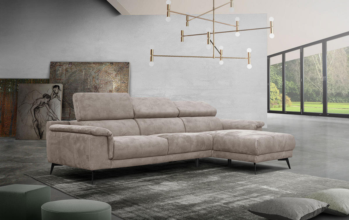 ECKSOFA FIERO 4-Sitzer, beige - Beige/Schwarz, Holzwerkstoff/Textil (288/170cm) - Courtois Laville