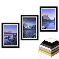 WANDBILDER 3er-Set - 20x30 cm Schwarzer Rahmen - Berglandschaften, Sonnenuntergang, Wasser - Schwarz, Kunststoff (20/30cm) - ArtPrintCave
