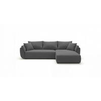 ECKSOFA SYDNEY rechts grau Cord Poso 55 - Schlaffunktion, Bettkasten - Grau, Textil (174/280cm) - Cornero