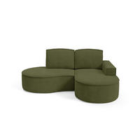 ECKSOFA MOLLY – Halbkreisförmig, Curio‑Bouclé, Lose Kissen, 210x157x88 cm, Rechts, Grün - Grün, Holz/Textil (210/157cm) - DomoHome