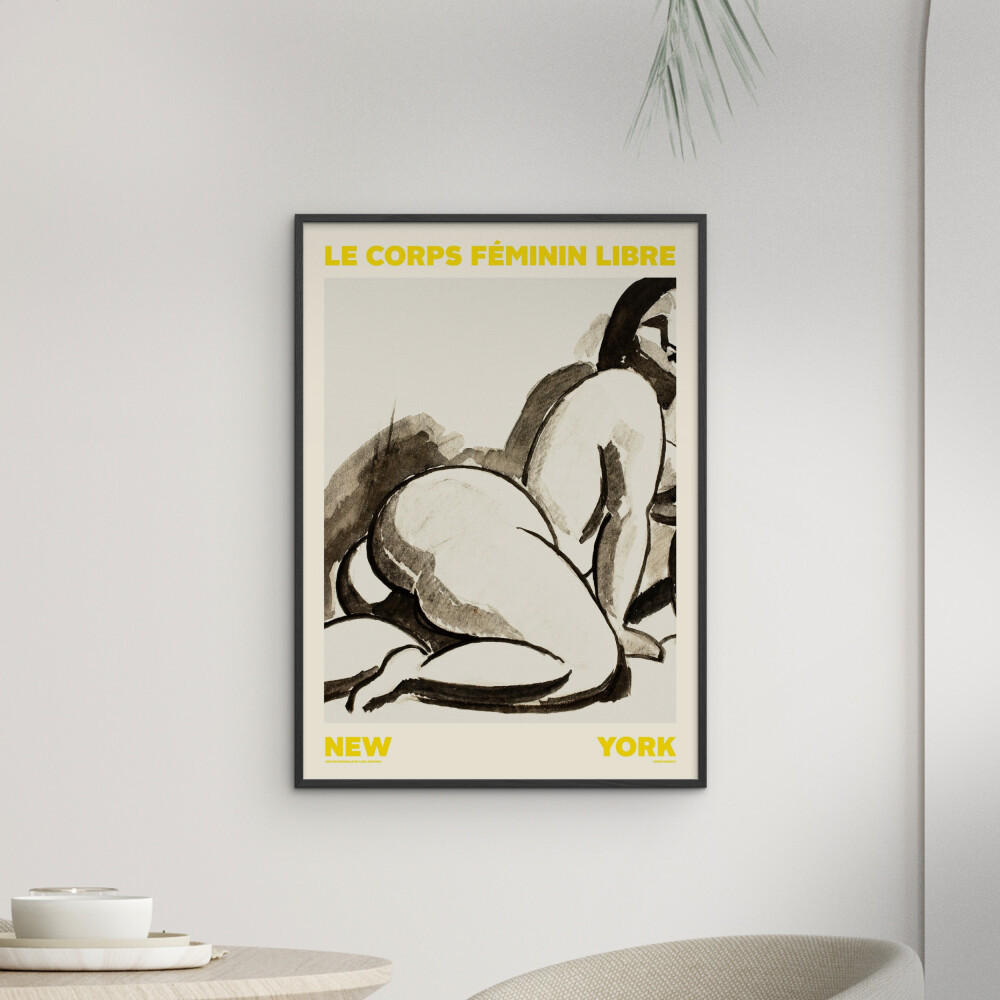 POSTER mit Rahmen Arch Atelier - Féminin Libre 01 - Gelb/Schwarz, Holz/Papier (50/70cm) - Poster&Frame