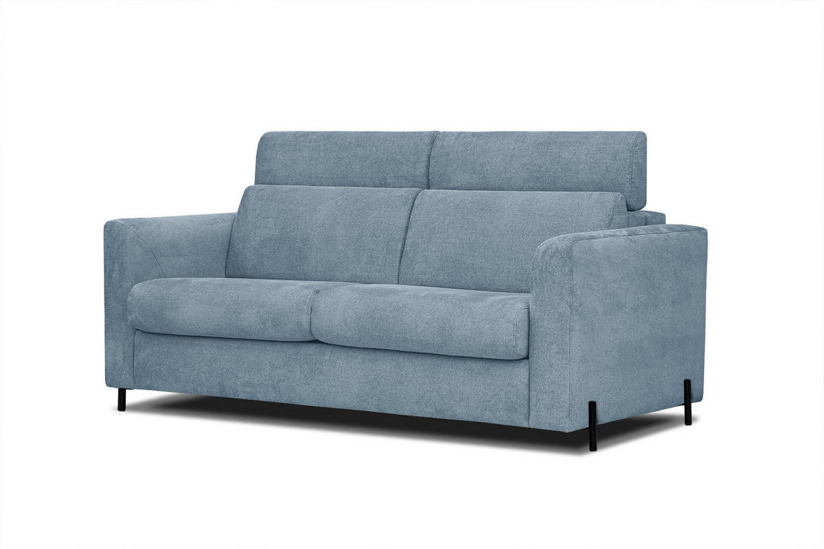 SOFA MEZO 3-Sitzer mit Schlaffunktion, blau - Blau/Schwarz, Holz/Textil (232/90/107cm) - Courtois Laville