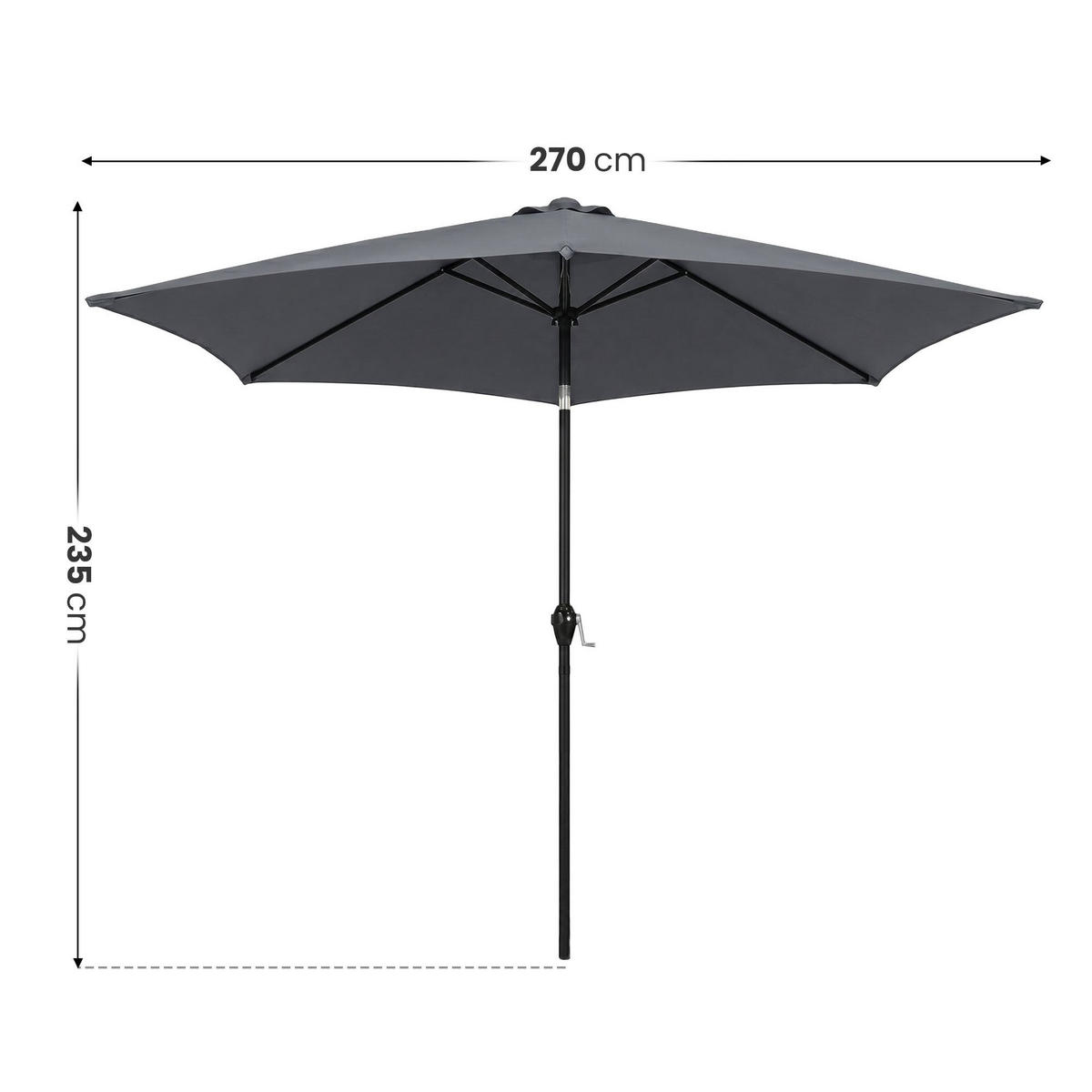 SONNENSCHRIM Grau 235/270 cm - Schwarz/Grau, Metall (270/270cm) - Akord