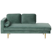 CHAISELONGUE Samtstoff mintgrün linksseitig Miramas - Goldfarben/Mintgrün, Textil (171/63/79cm) - Beliani
