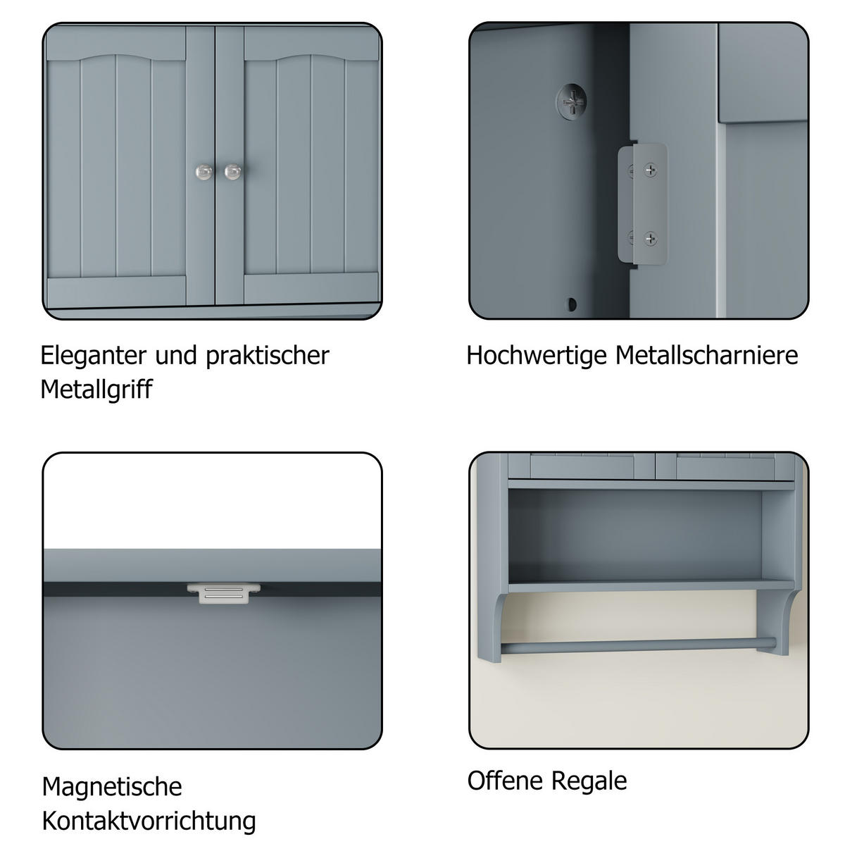 BADEZIMMERSCHRANK mit Handtuchhalter 56,8 x 19 x 70 cm Hellgrau - Hellgrau, Holzwerkstoff (19/70/56.8cm) - Beauniv