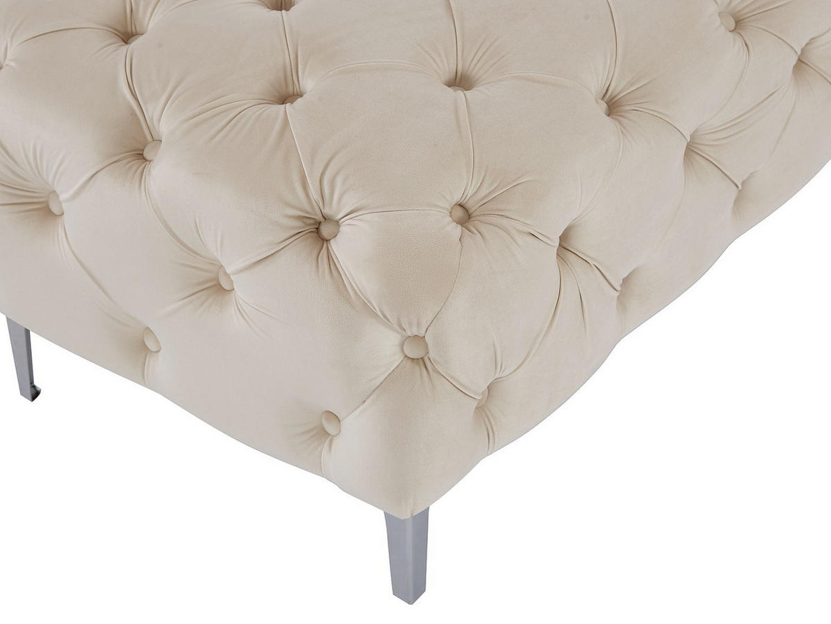 CHESTERFIELD-HOCKER - Samt - Beige - EDWINA - Beige, Textil (103/44/62cm) - Vente-Unique