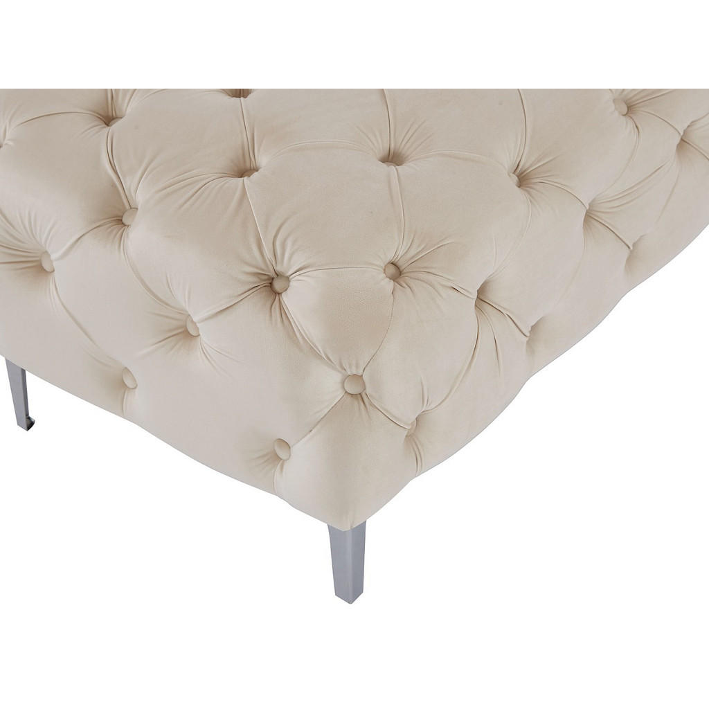 Thumbnail - Vente-Unique Chesterfield-Hocker, Beige, Textil, Uni, 1-Sitzer, Rechteckig, 103x44x62 cm, Wohnzimmer, Hocker, Sitzhocker
