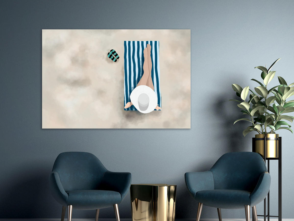 KUNSTDRUCK Beige 120/80 cm - Blau/Beige, Textil (120/80cm) - KUNSTLOFT