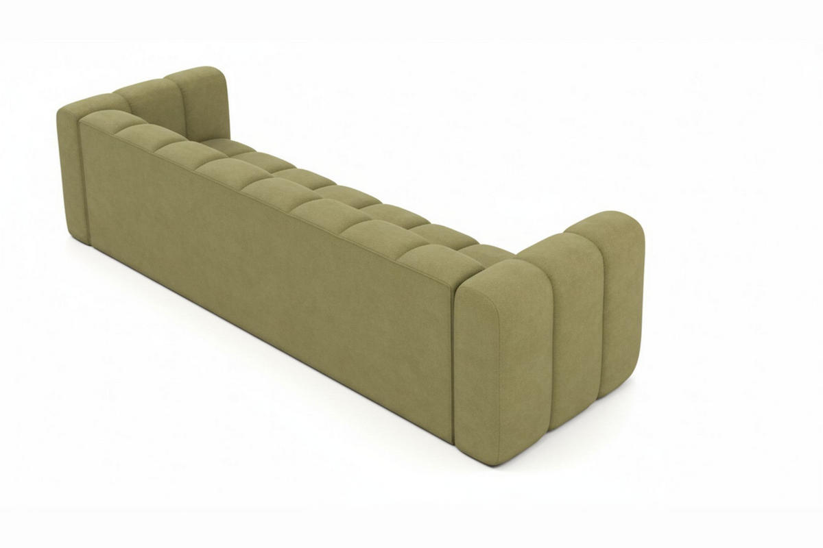 COUCH, Viersitzer-Sofa Grand, Veloursstoff Salvador, Olive - Olivgrün, Holz (290/70/93cm) - Kaiser Möbel