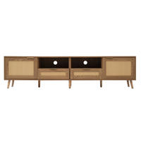 TV-MÖBEL aus Rattangeflecht Beine aus Massivholz 200/37/49cm - Eichefarben, Holz (37/49/200cm) - Urban Meuble
