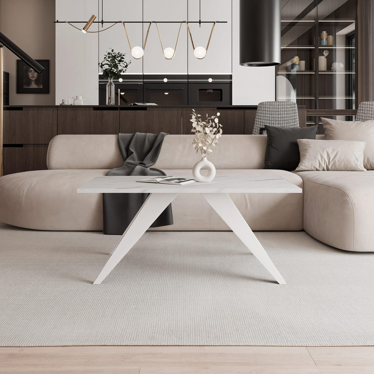 COUCHTISCH AIRA 120/60/48 cm Rechteckig, Weiß/Bianco - Weiß, Metall (60/120/48cm) - Idohome