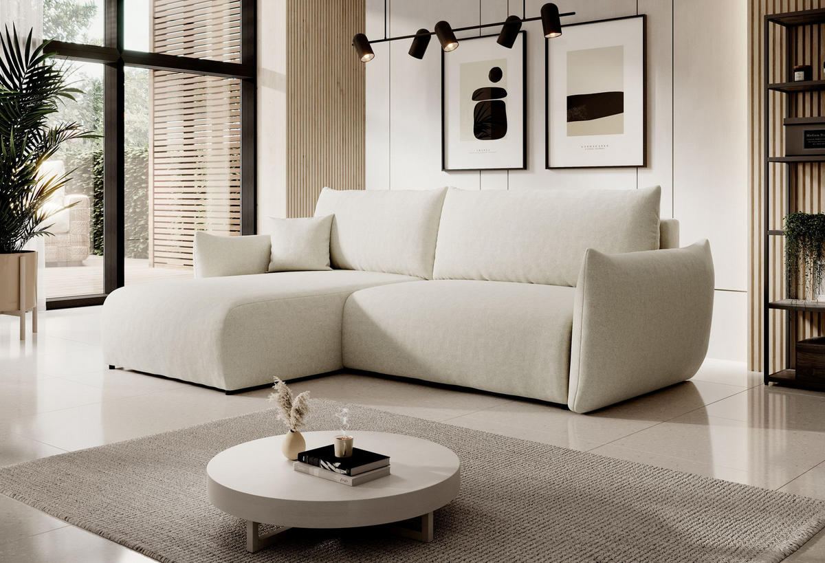 ECKSOFA HALLORA - Ecru (Melody 14) - Ecru, Holzwerkstoff (257/177cm) - Möblo