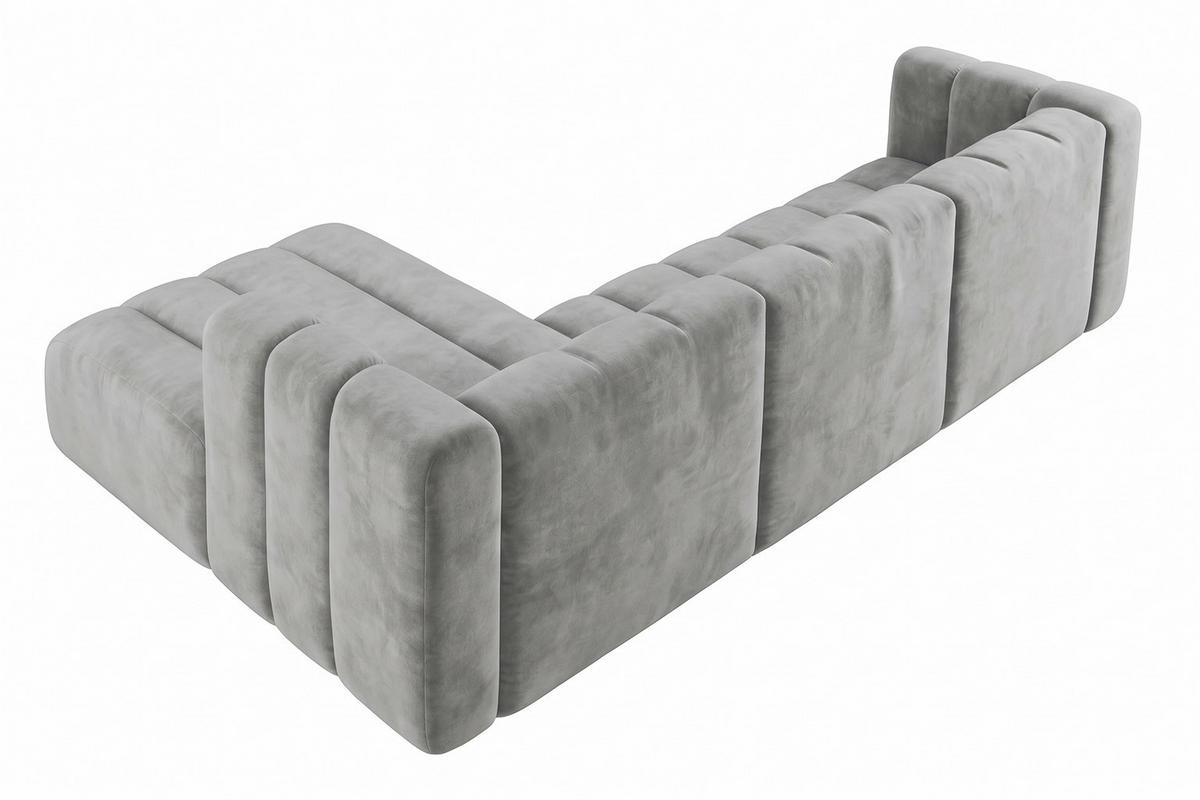 ECKSOFA Modulares In L-Form, Velvet-Stoff Riviera, Grau, Links, GRAND 318 cm - Grau, Holz (318/179cm) - Kaiser Möbel