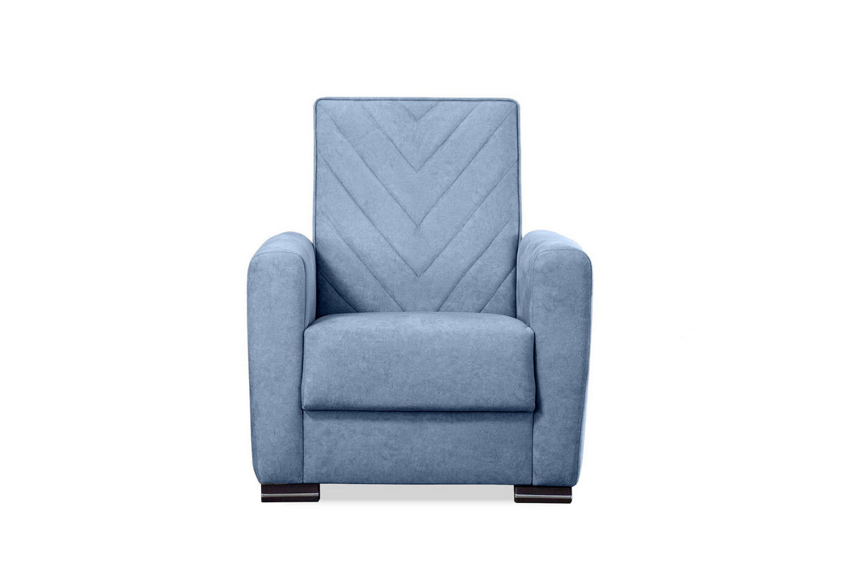 SESSEL Vera Blau, mit gesteppter Rückenlehne - Blau, Holzwerkstoff (88/103/100cm) - Bettso