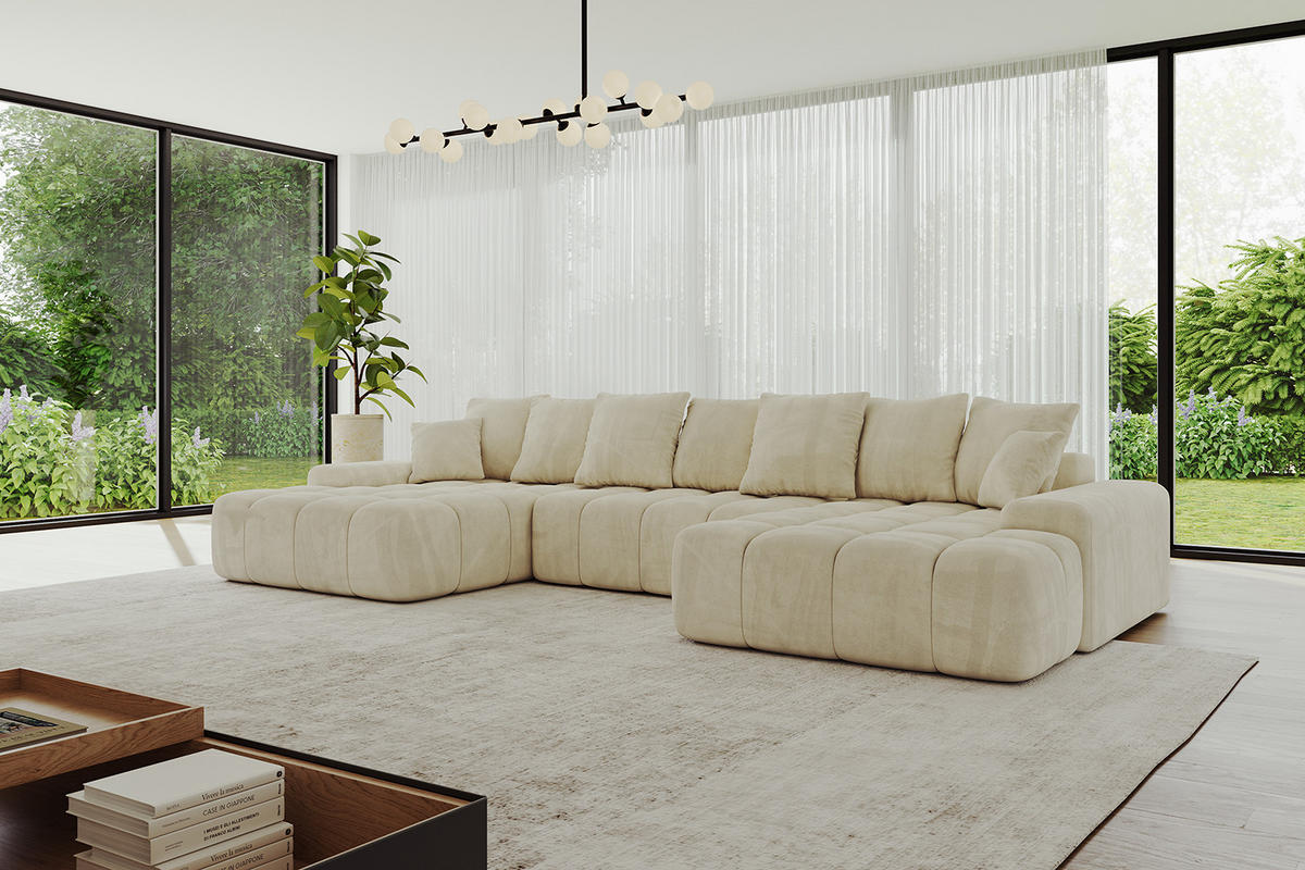 WOHNLANDSCHAFT ENSI-U - 353x164x88 cm Taupe - Taupe, Holzwerkstoff/Kunststoff (357/69/164cm) - ALTDECOR