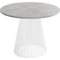 ESSTISCH Naro runder ausziehbarer, Grauer Beton 120-200/120/76 cm - Hellgrau/Weiß, Holzwerkstoff/Metall (120/120/76cm) - WFL GROUP
