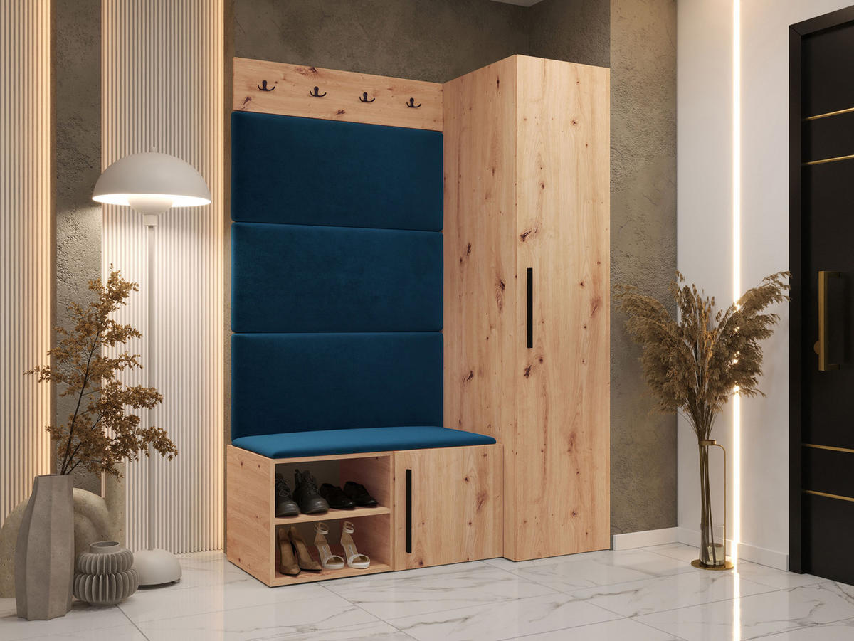 GARDEROBEN-SET Medi II - Blau/Schwarz, Holzwerkstoff/Kunststoff (40/191/50cm) - MIRJAN24