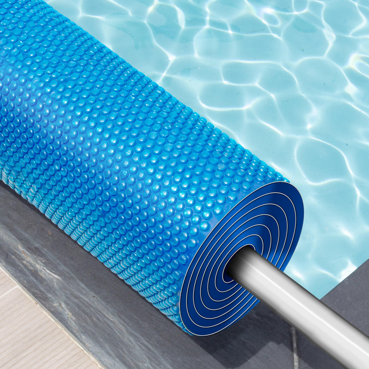 POOLABDECKUNG ,Durchmesser 300 cm,blau - Blau, Kunststoff (300/300cm) - tectake