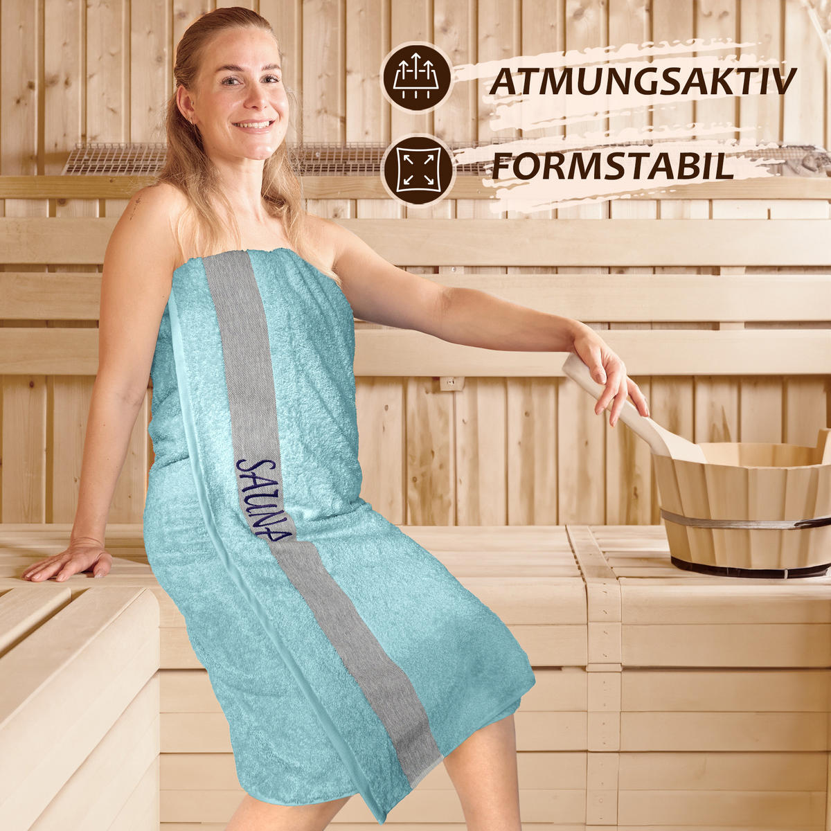 SAUNAHANDTUCH Lima Pastellblau 100x200 cm - Pastellblau, Naturmaterialien (100/200cm) - Lashuma