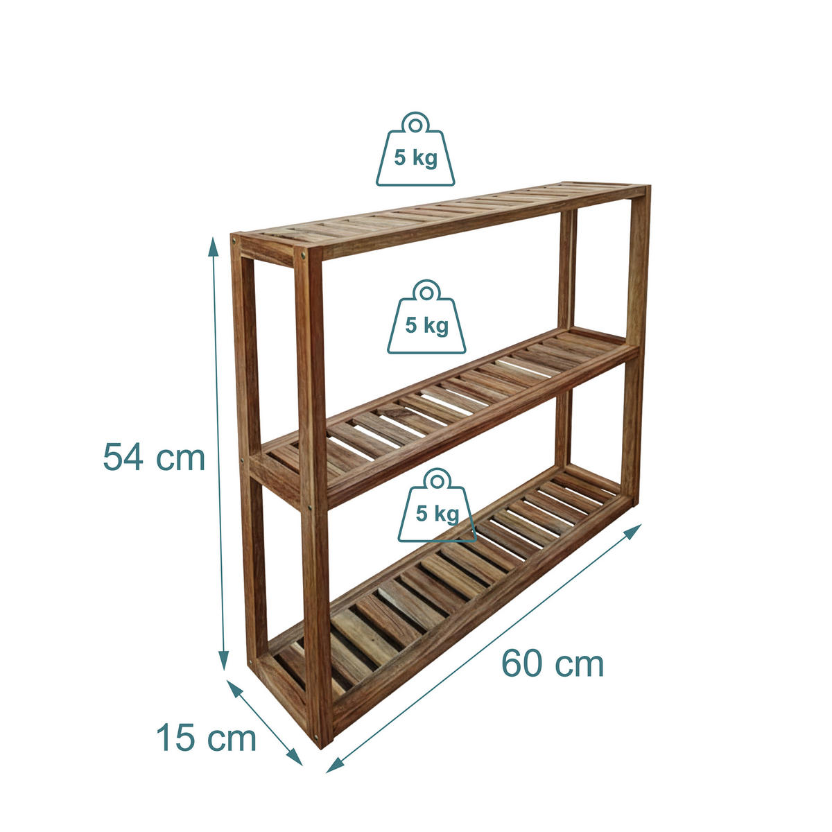 WANDREGAL - Hellbraun, Holz (60/54/15cm) - Relaxdays
