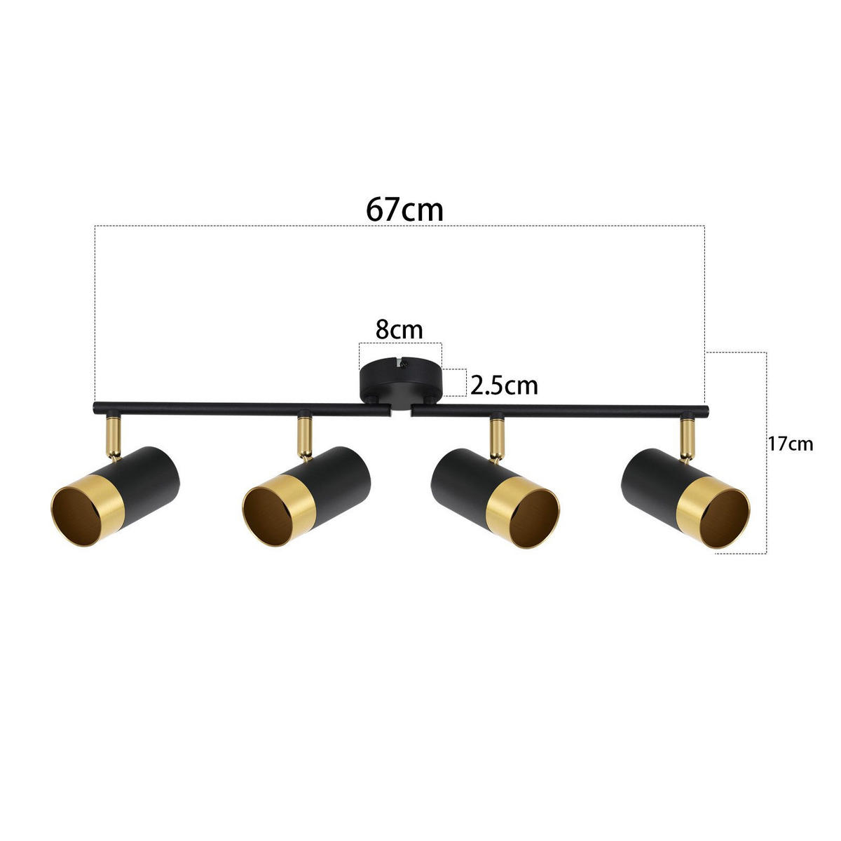 STRAHLER Schwerin 4-flammig 67/8/17 cm - Schwarz, Metall (67/8/17cm) - Nettlife
