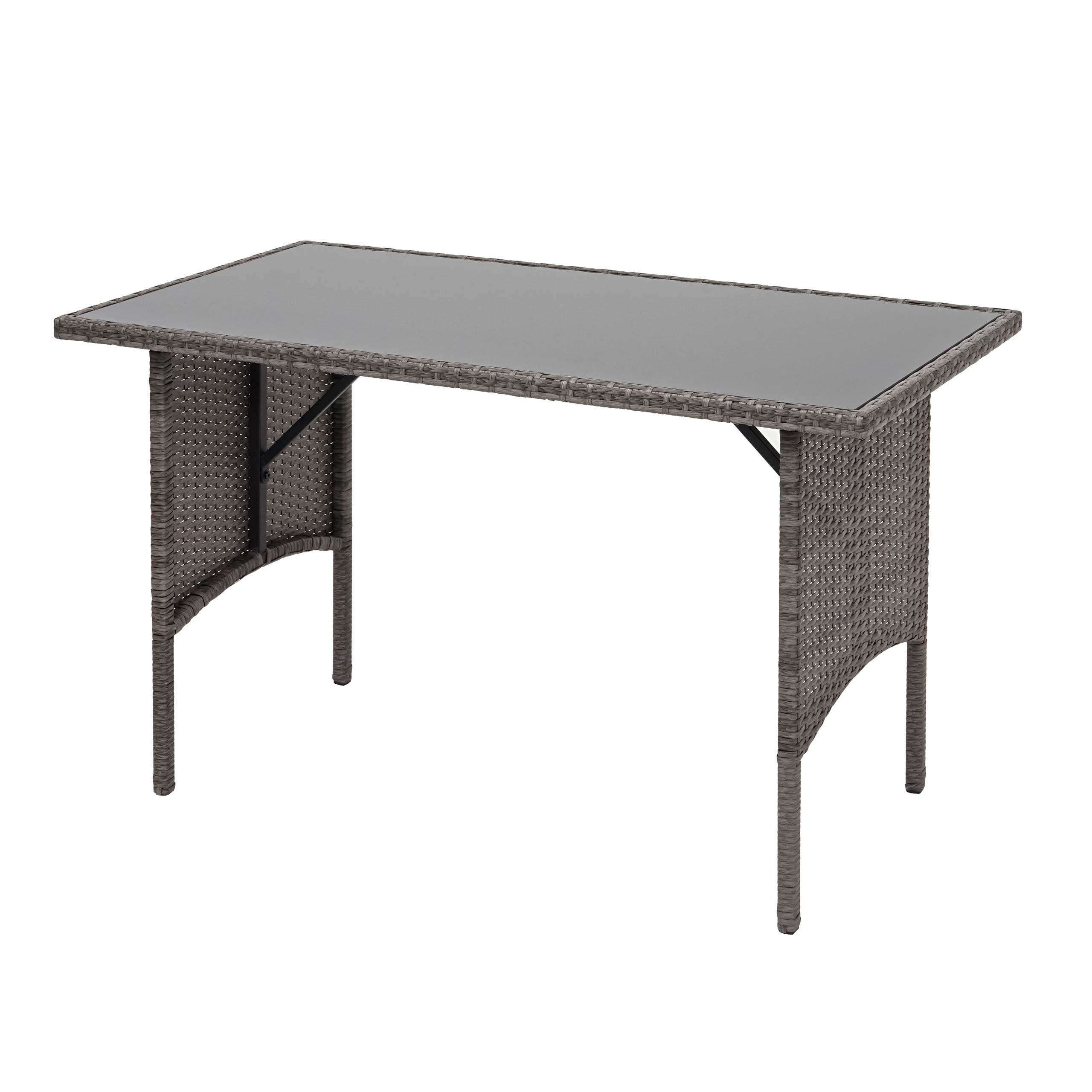 POLY-RATTAN ESSTISCH rechteck Grau - Grau, Kunststoff (60/112/68cm) - MCW