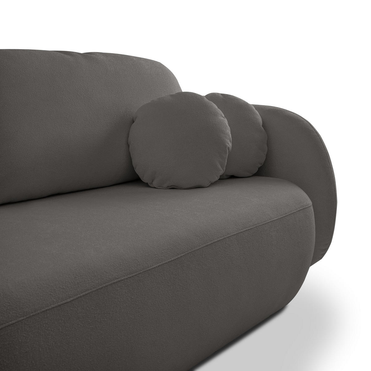 BETTSOFA AMICO Graphitfarben Bucle-Stoff mit Schlaffunktion - Graphitfarben, Holz (238/86.5/101cm) - MASSENO