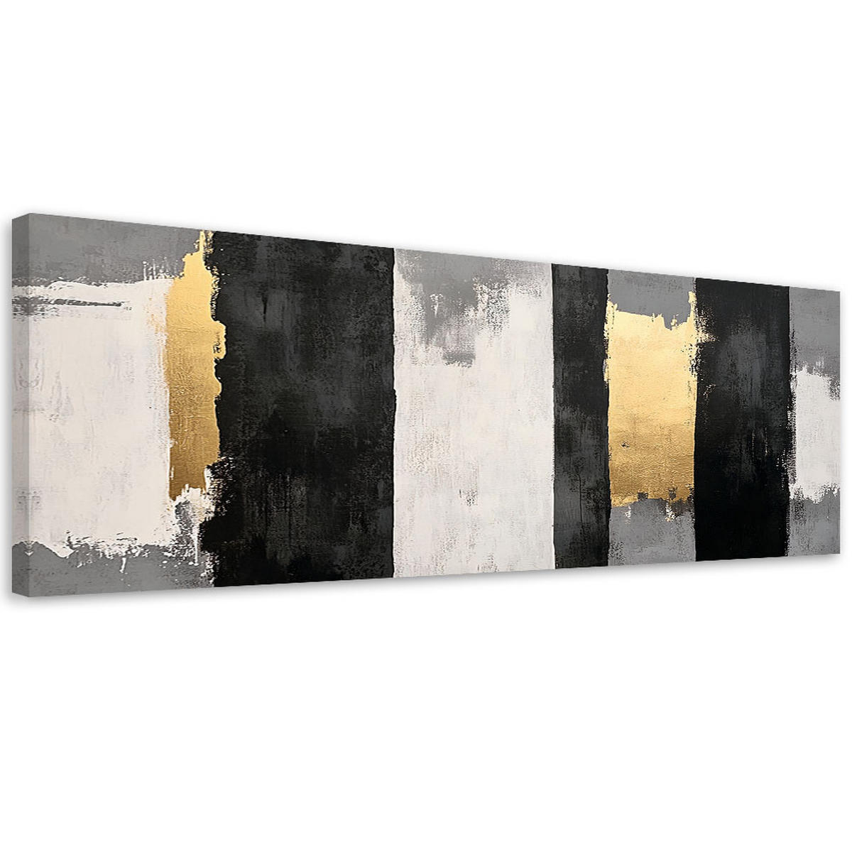 LEINWANDBILD Geometrische Abstrakt Glamour Gold 150x50cm - Grau, Textil (150/50cm) - Feeby