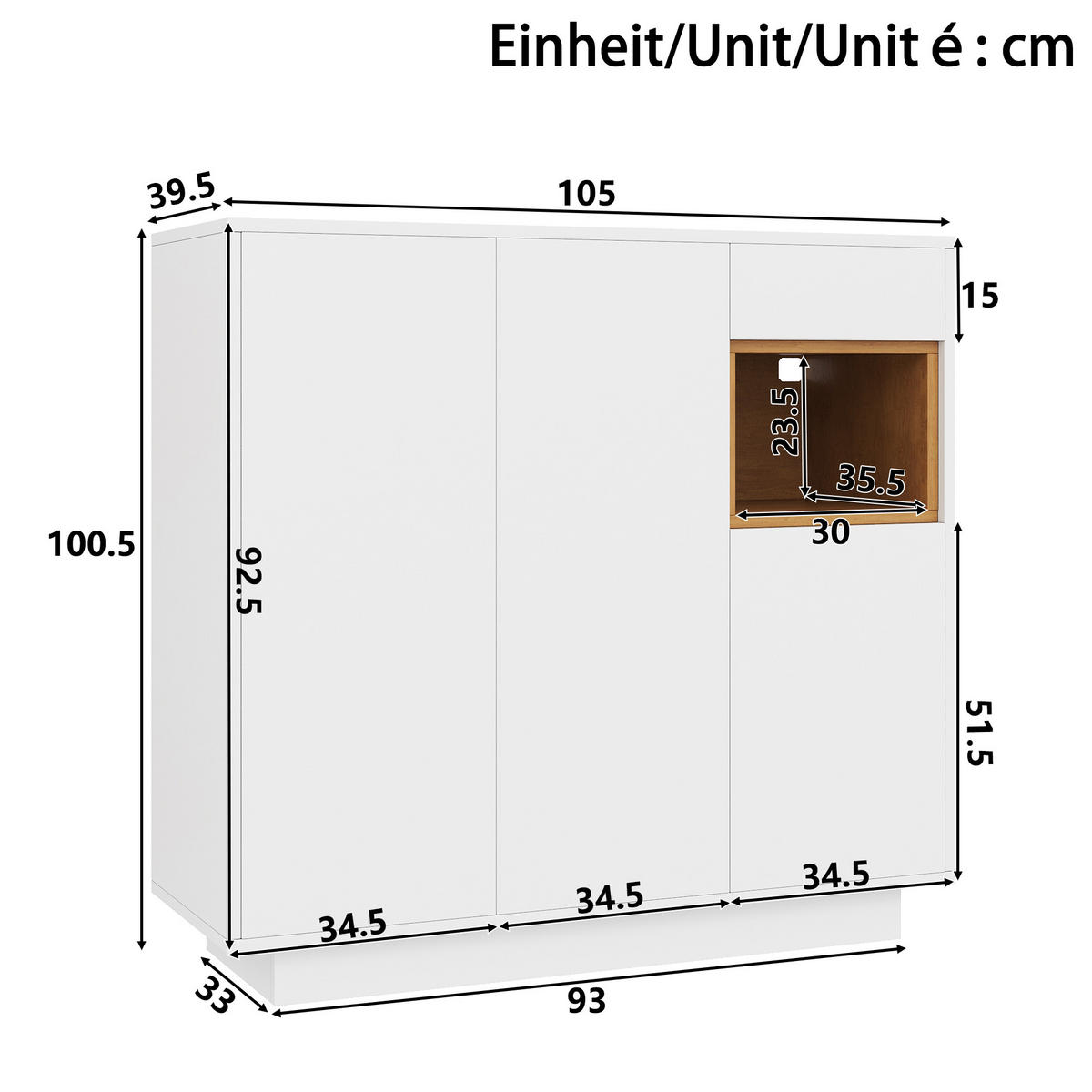 SCHUHSCHRANK 1 Schublade Weiß Naturholz Verstellbare Böden - Multicolor, Holzwerkstoff (39.5/100.5/105cm) - FLIEKS