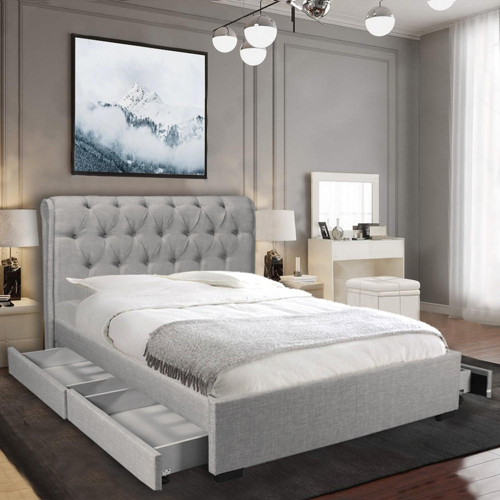POLSTERBETT CHELSEA mit Schubladen / Bett 140x190 - Hellgrau - Hellgrau, Holzwerkstoff (140/190cm) - Weber Industries