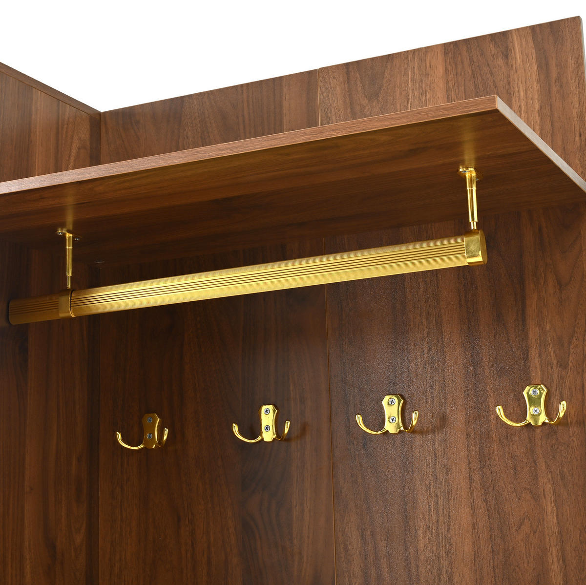 SCHUHSCHRANK aus MDF & Spanplatte 110x38x190cm in Walnuss mit Spiegel & LED - Walnussfarben, Holzwerkstoff (110/190/38cm) - Modfu