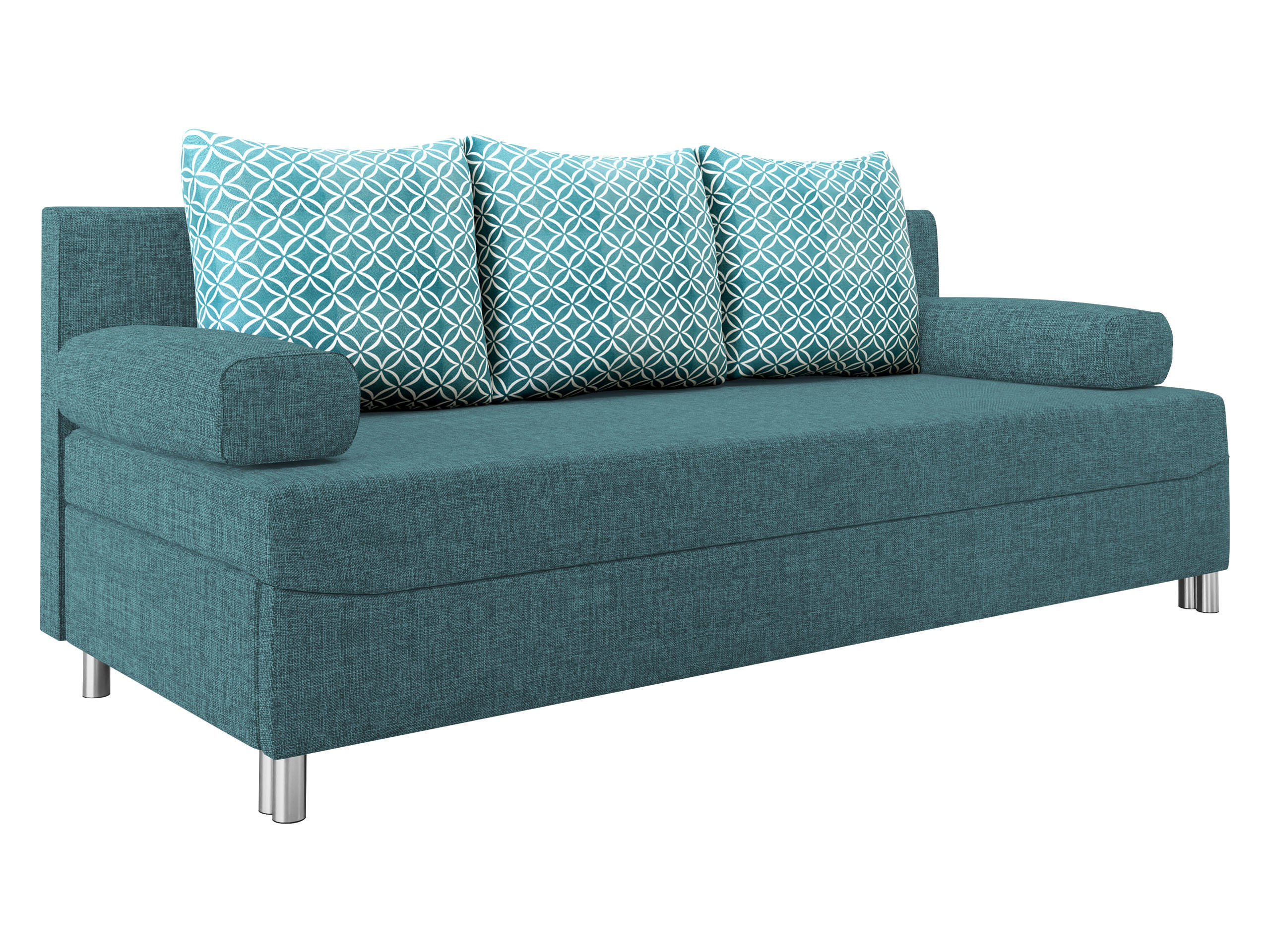 SCHLAFSOFA Dover - Türkis/Chromfarben, Holz/Kunststoff (192/86/80cm) - MIRJAN24
