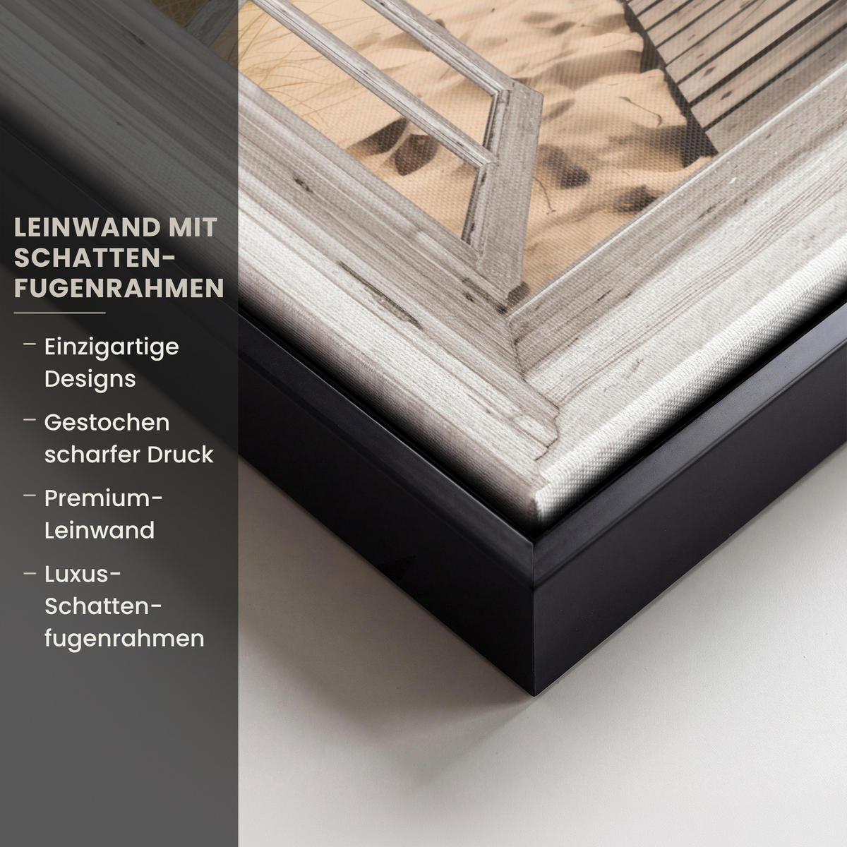 LEINWAND Bilder mit Rahmen - Fenster - Meer - Küste - Natur - Ausblick - Strand - Wattenmeer - 30x40 - Beige, Textil (30/40cm) - MuchoWow