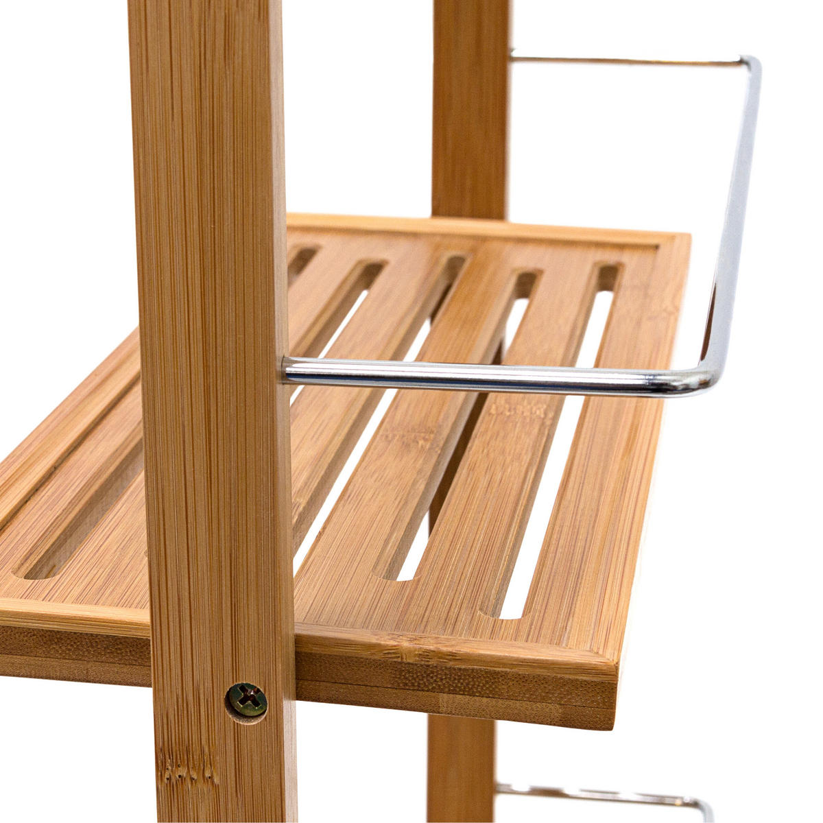 DUSCHREGAL - Hellbraun, Holz/Metall (38/53/15.5cm) - Relaxdays