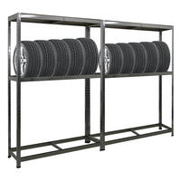 REIFENREGAL Ragnar 2er-Set mit 2x 180x120x40 cm bis zu 8 Reifen auf 2 Ebenen + Ablage 265 kg Fachlast Verzinkt - Silberfarben, Metall (240/180/40cm) - PROREGAL