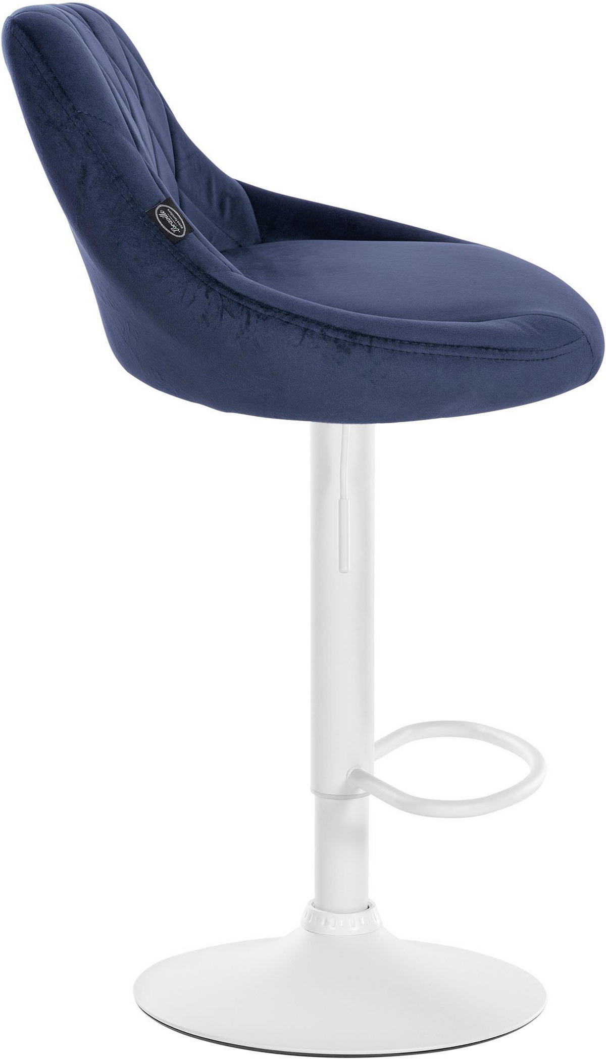 BARHOCKER 2er Set Samt blau - Blau/Weiß, Textil/Metall (46/83/49cm) - CLP