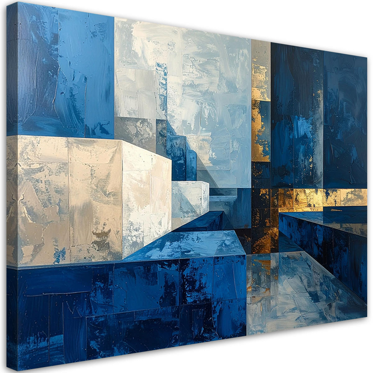 LEINWANDBILD Abstraktion 120x80cm - Blau, Textil (120/80cm) - Feeby