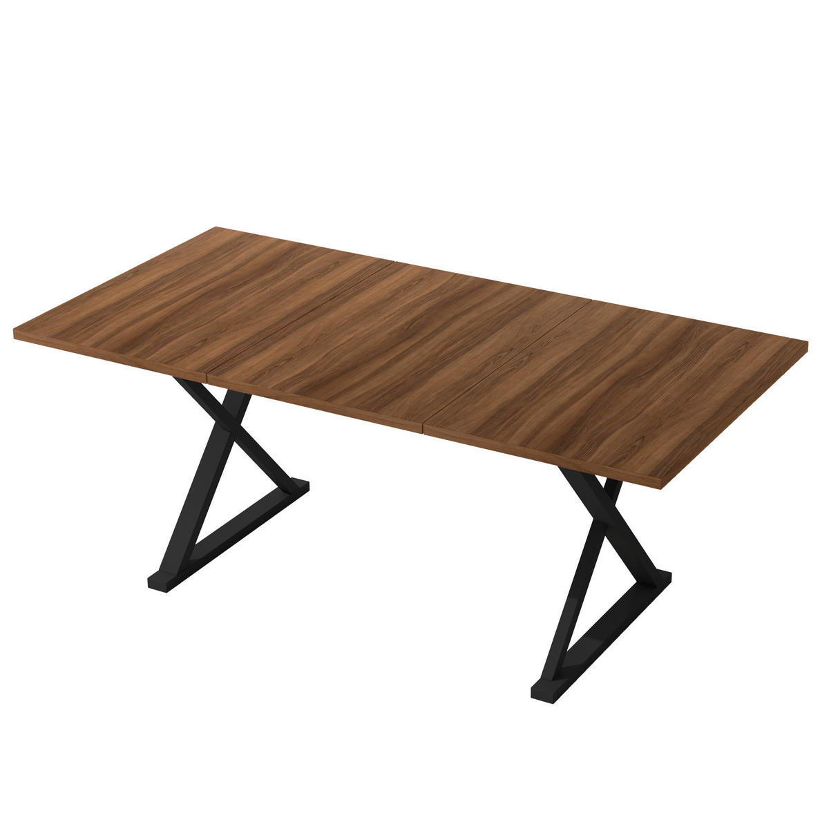 ESSTISCH aus MDF 180x90x75 cm Walnussfarbe mit X-förmigem Metallgestell für 6-8 Personen - Walnussfarben, Holzwerkstoff (180/90/75cm) - Modfu