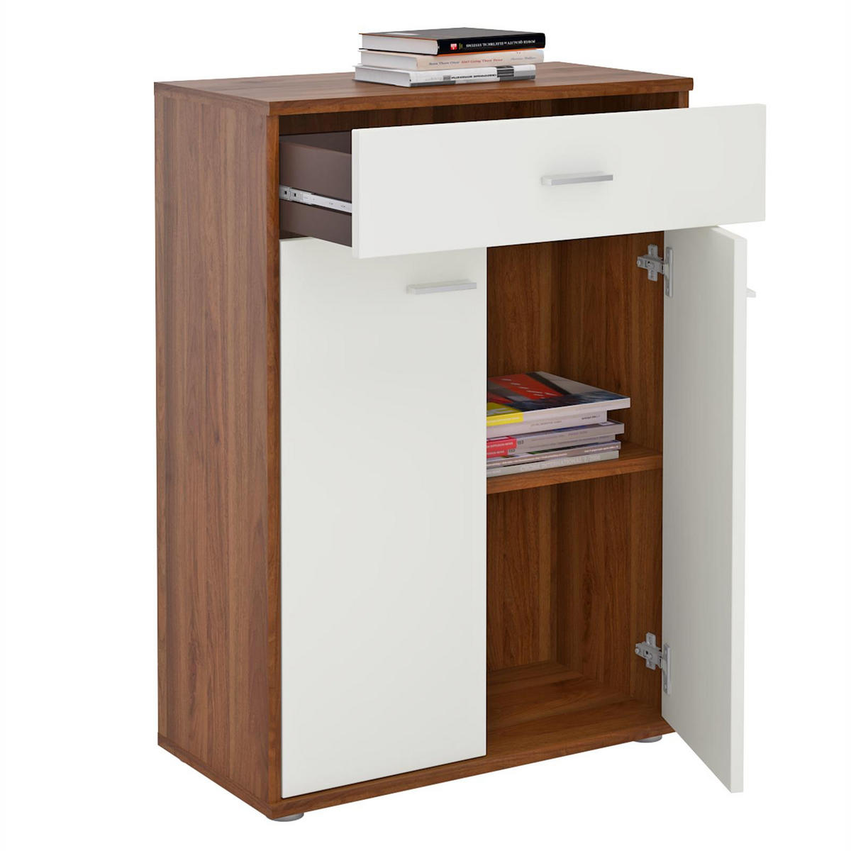 KOMMODE TOMMY - Nussbaumfarben/Weiß, Holzwerkstoff (60/84/30cm) - CARO-Möbel