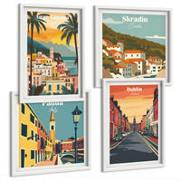 BILDER SET 4er Set - 50x50 cm & 40x60 cm Weißer Rahmen - Stadt- und Naturlandschaften - Weiß, Kunststoff (50/50cm) - TULUP