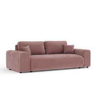 3-SITZER-SOFA Zanzibar Rosa Samtstoff - Schwarz/Rosa, Holz/Holzwerkstoff (213/79/108cm) - Maison de Reve