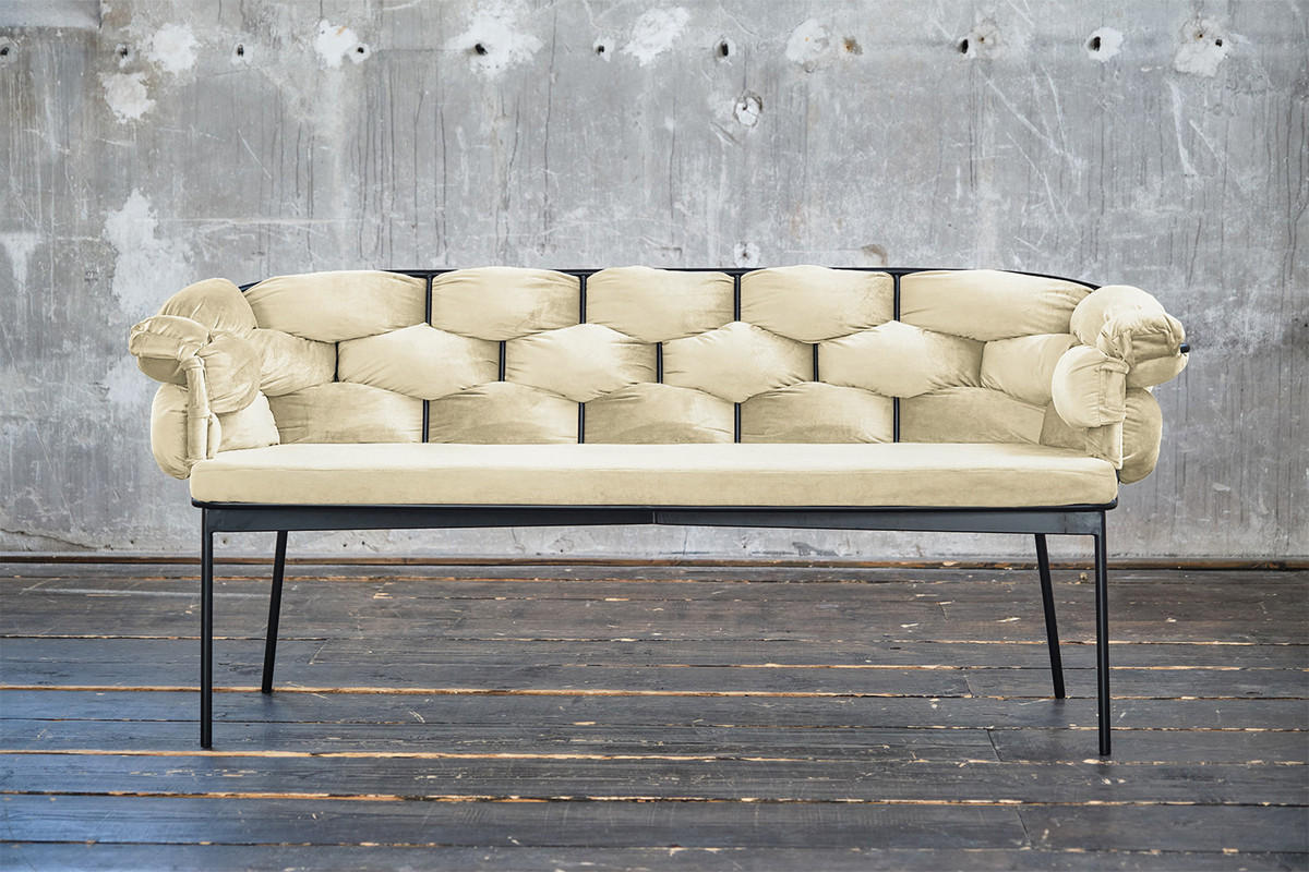 SITZBANK MONTY Weiß Velvet - Weiß, Textil (220/78/62cm) - KAWOLA