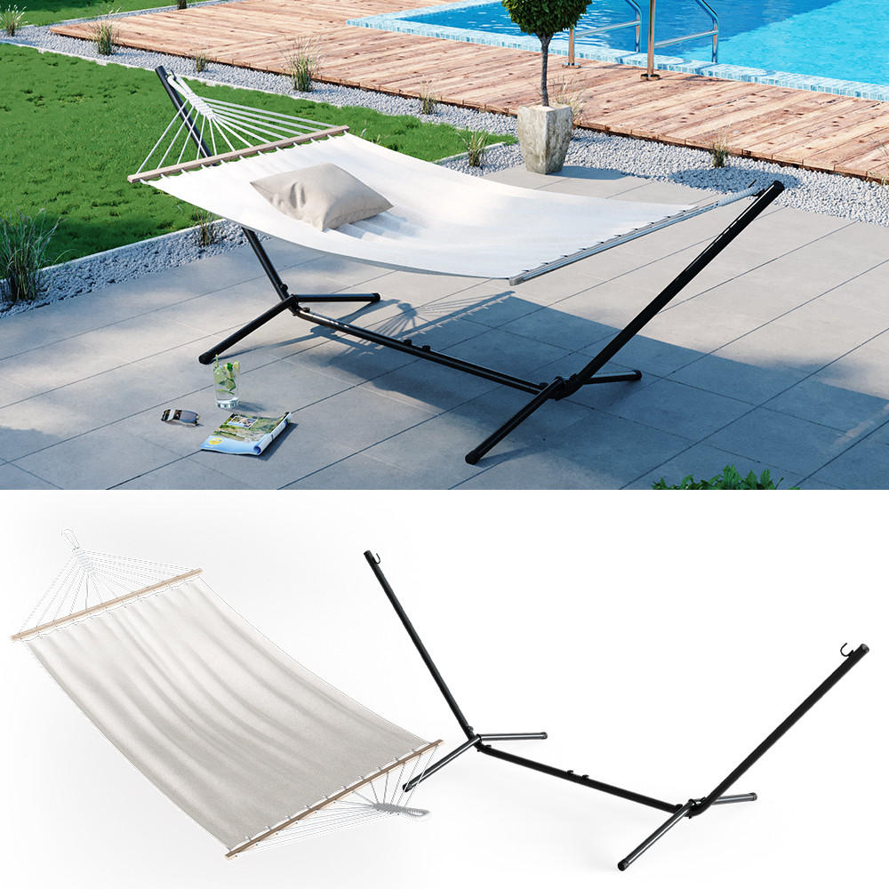HÄNGEMATTE Weiß 190 x 120 cm Metallgestell - Weiß, Metall (190/100/120cm) - OK-Living