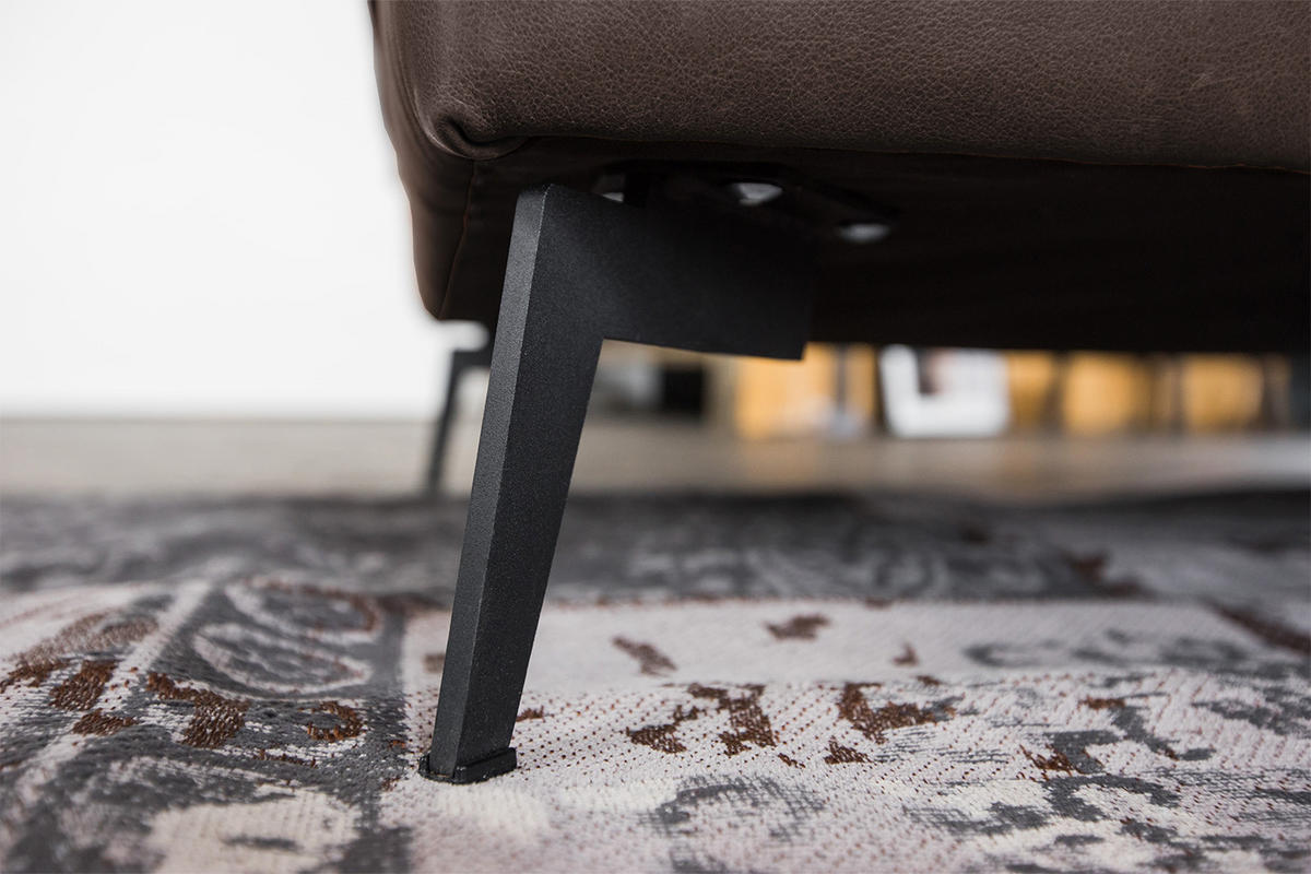 ECKSOFA BLOOM Dunkelbraun Leder - Dunkelbraun/Schwarz, Leder (276/177cm) - KAWOLA