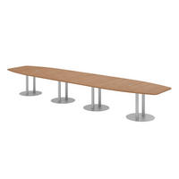 KONFERENZTISCH XXL KT52 130/520/74 cm in Nussbaumfarben/Säule in Silberfarben - Silberfarben/Nussbaumfarben, Holzwerkstoff (130/520/74cm) - bümö