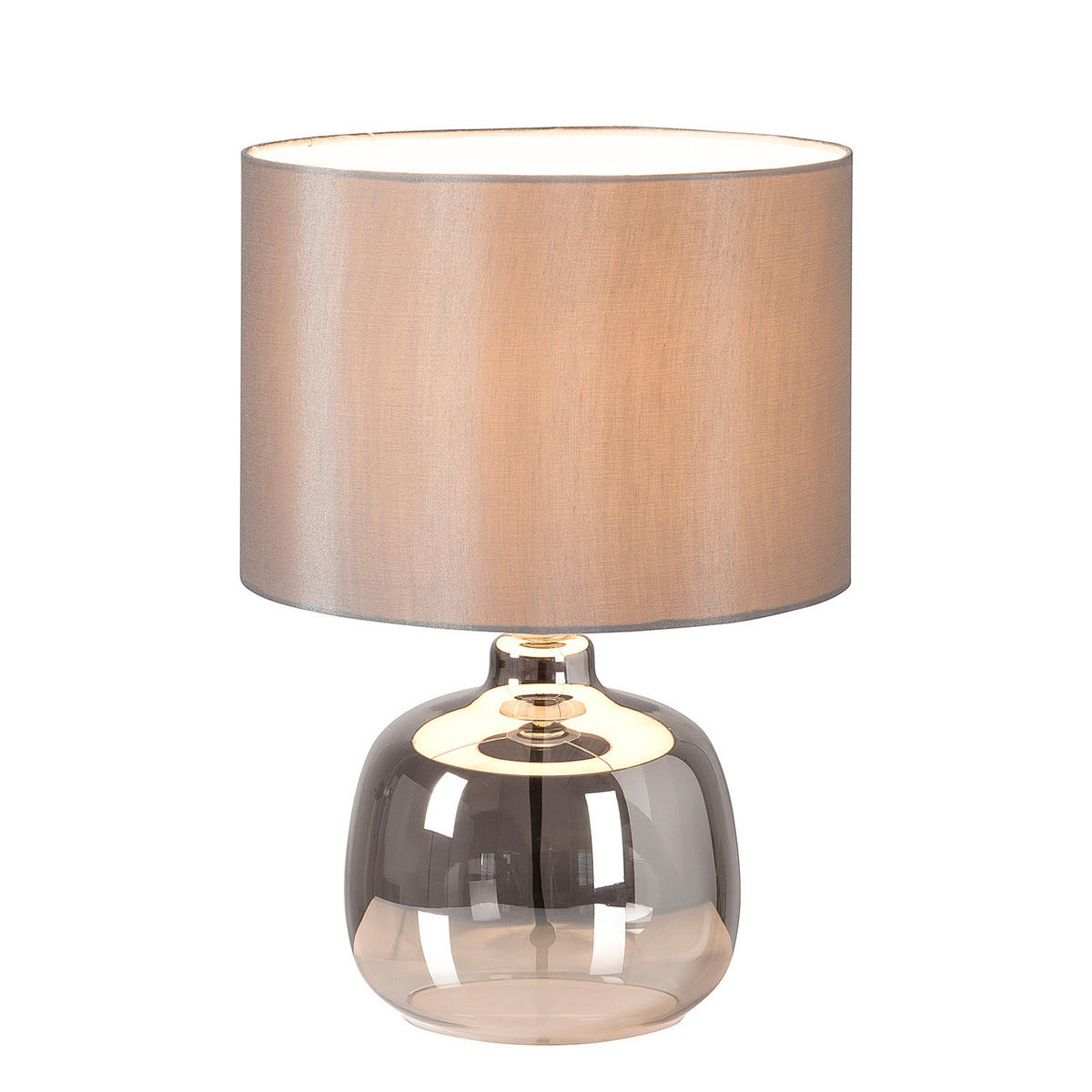 TISCHLEUCHTE - Glas / Baumwollstoff - 1-flammig - Grau, Glas/Textil (26/26/37cm) - home24