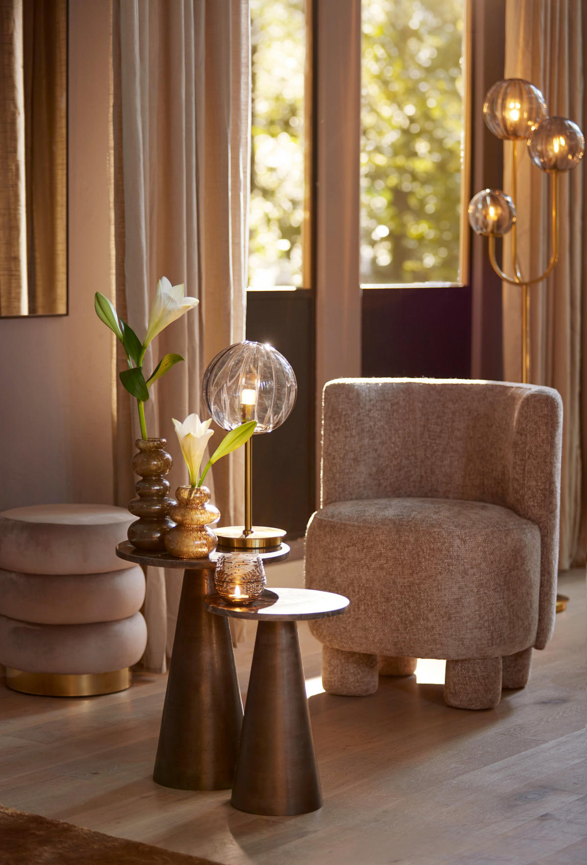 BEISTELLTISCH Ynez Braun Ø29/43 cm - Braun, Metall (29/29/43cm) - Light & Living