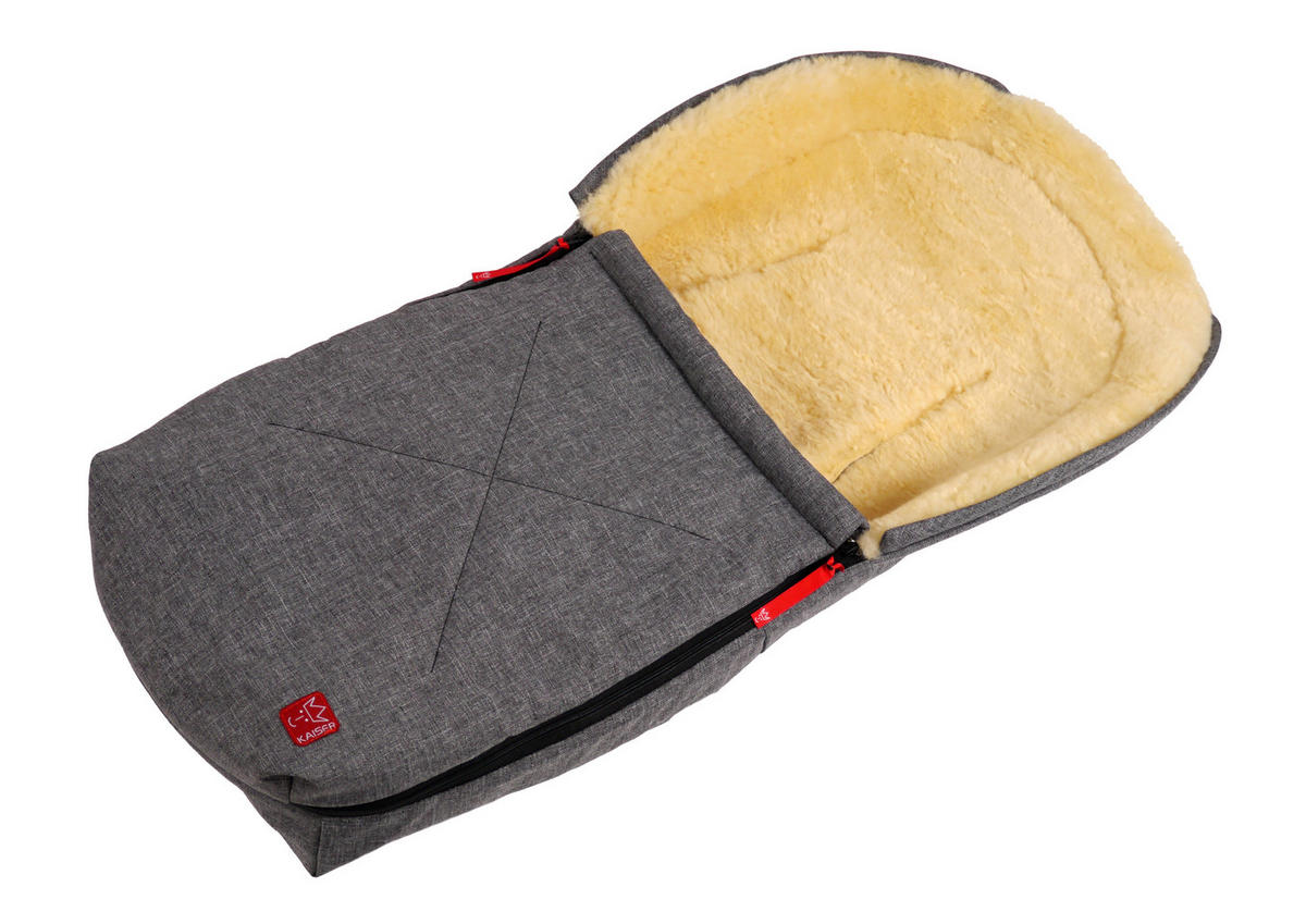 LAMMFELL-BABYSCHALENFUSSSACK Emma, anthracite melange - Grau, Fell (37/7/80cm) - Kaiserbaby